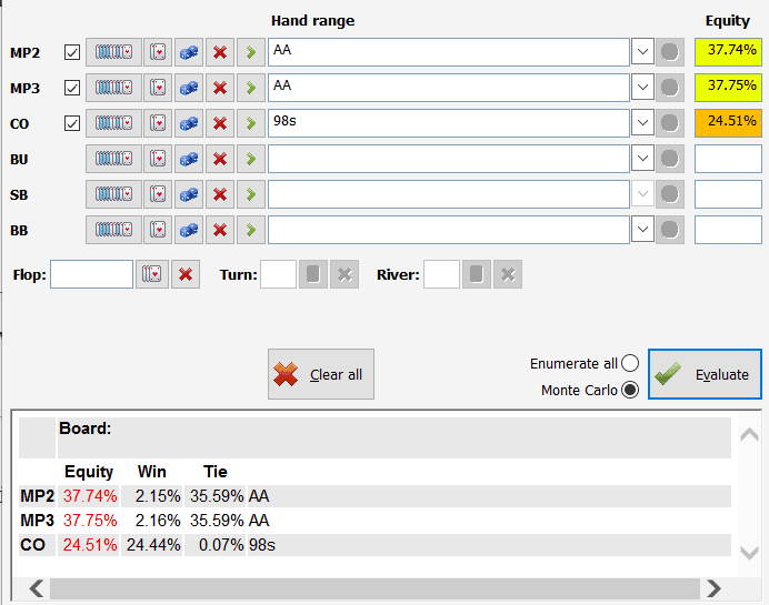 AA vs AA vs random hand