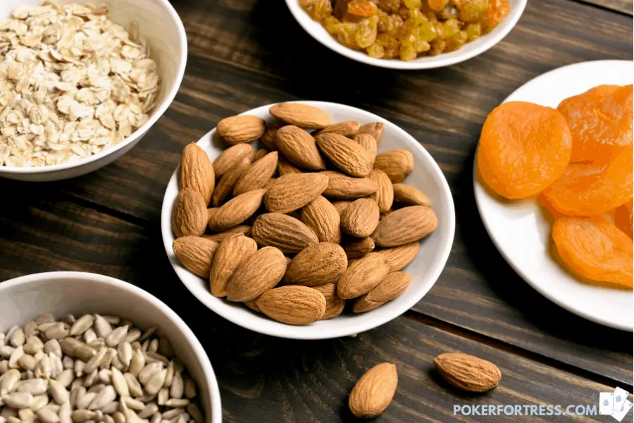 healthy snacks on table when you play poker