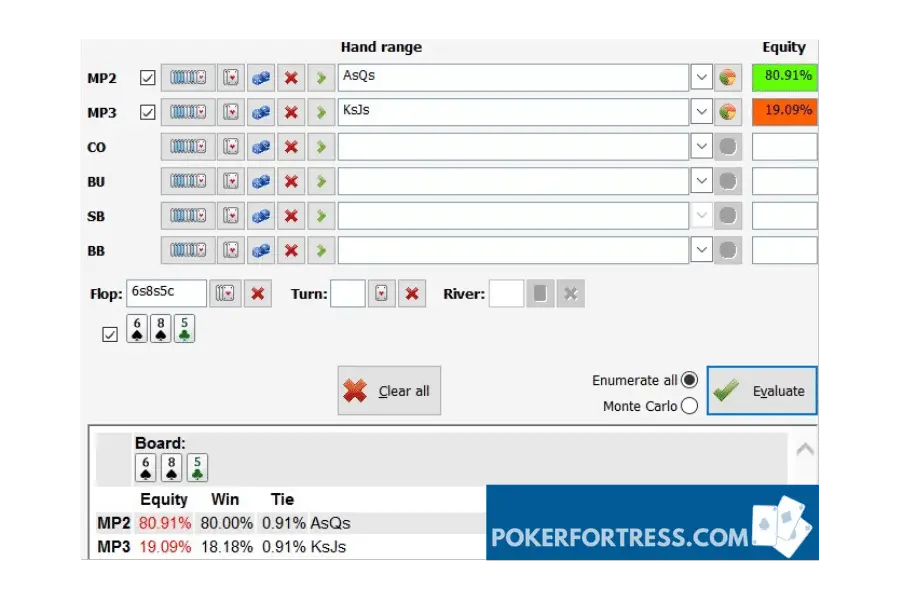 AQ vs KJ flush draw saat gagal