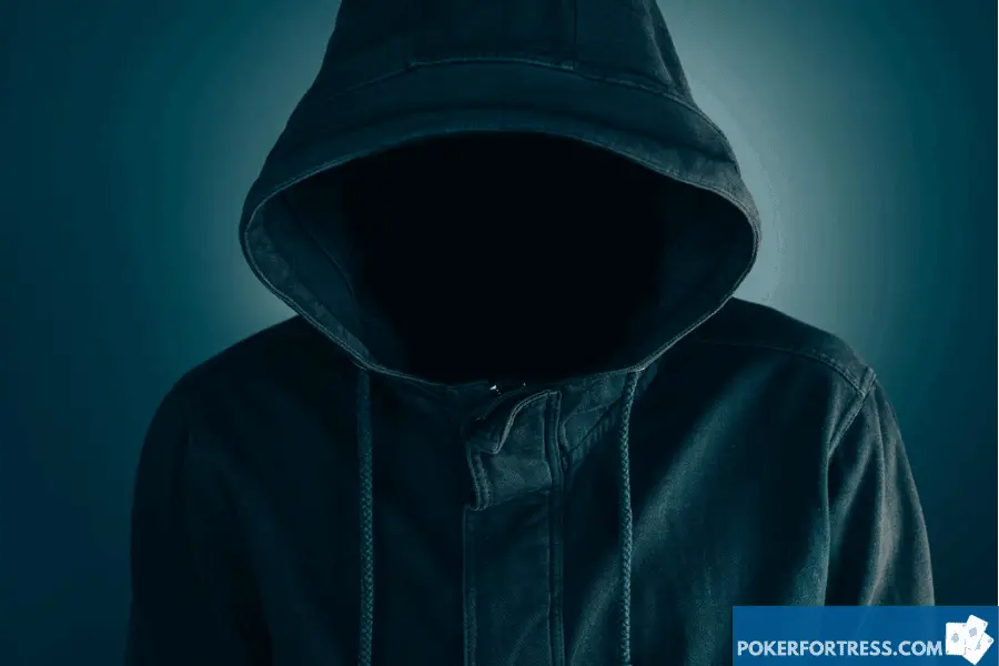 poker player with a hoodie
