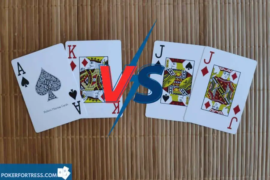 ace king (AK) vs pocket jacks (JJ)