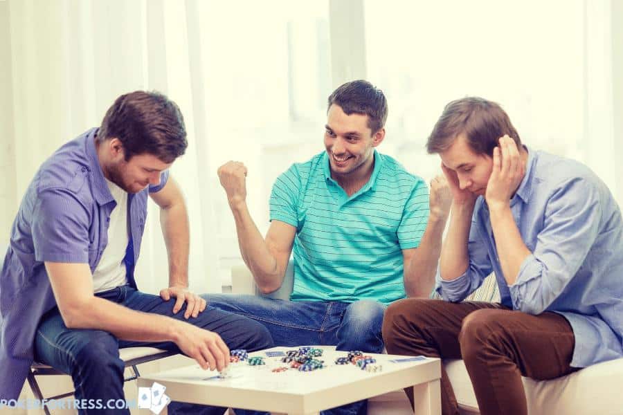 Beating buddies at home poker game.