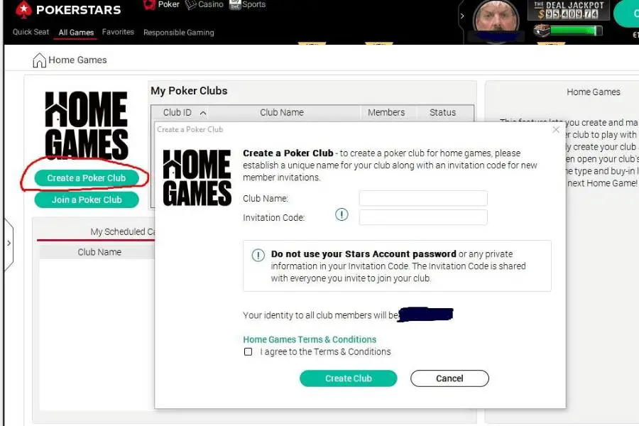 Creating a home, private poker game on PokerStars.