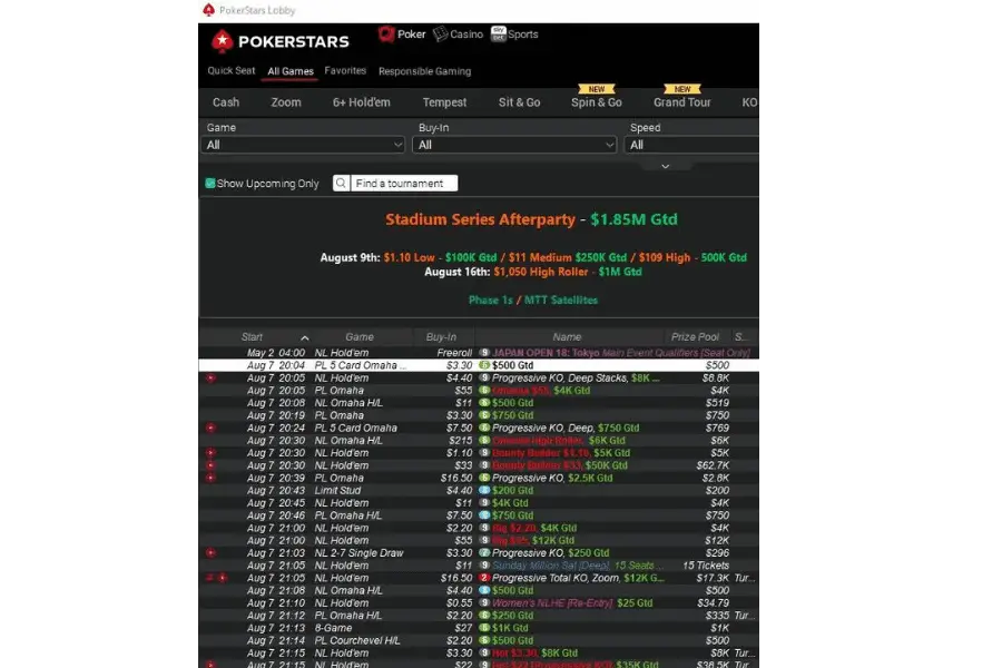 PokerStars in U.S. vs PokerStars in the rest of the world (Europe plus many other countries).