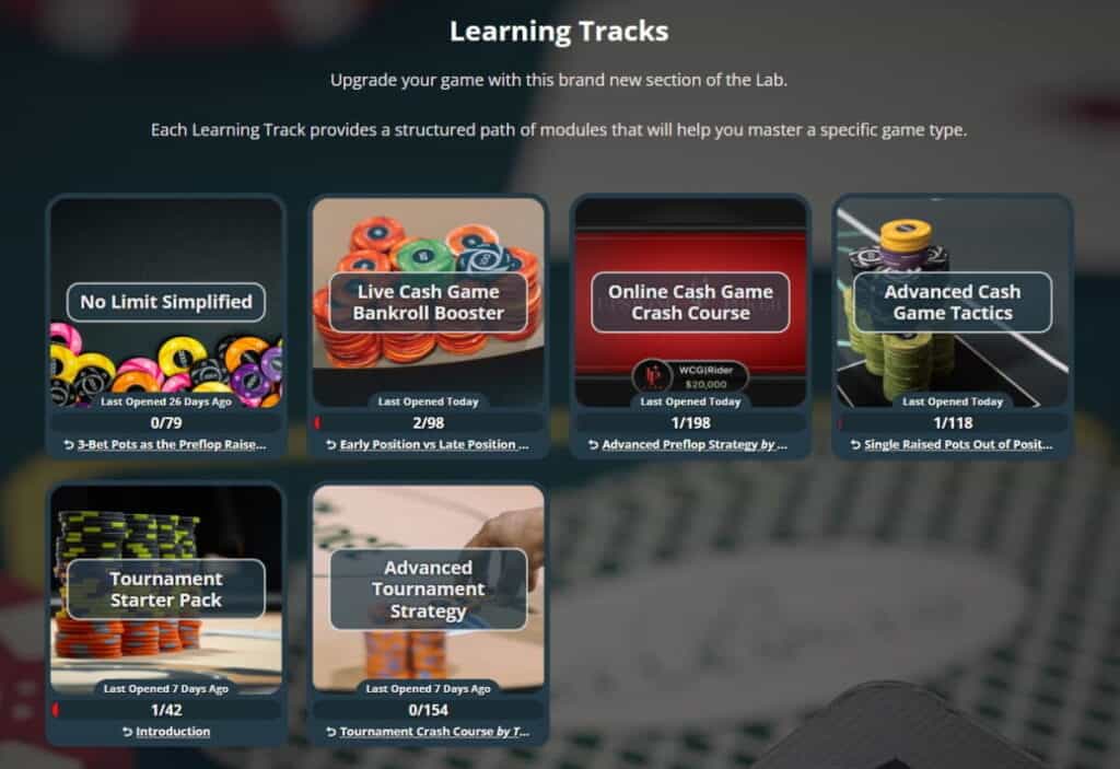Different learning tracks available in Upswing Lab