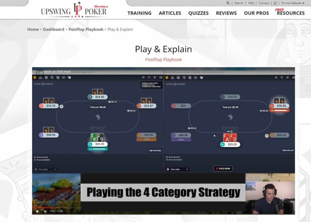 play and explain lesson in Postflop Playbook course