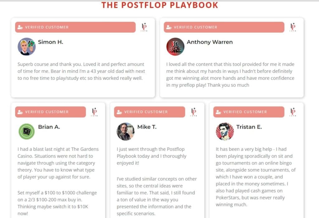 Postflop Playbook course testimonials